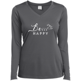 Be... Happy Ladies Long Sleeve V-Neck Tee