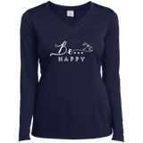 Be... Happy Ladies Long Sleeve V-Neck Tee