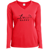 Be... Happy Ladies Long Sleeve V-Neck Tee