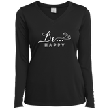 Be... Happy Ladies Long Sleeve V-Neck Tee