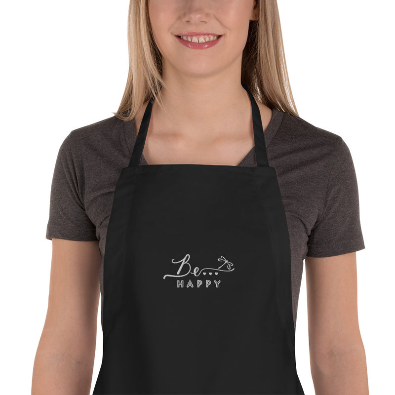 Be...Happy Embroidered Apron - The Be Line Products